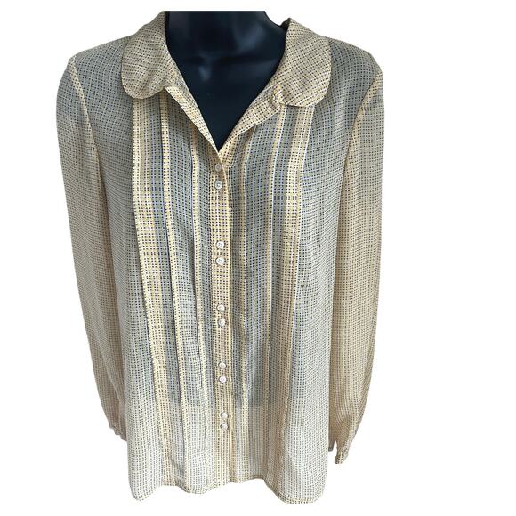 Juicy Couture 100% Silk Sheer Blouse S Bow Tie Neck Cream Gold Y2K Romantic‎ Top - Picture 1 of 6